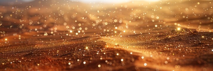 Naklejka premium Golden Glitter with Blurred Lights and Bokeh Effect. AI Generated Images.