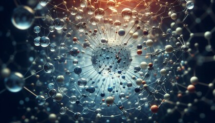 Closeup of an abstract biological and scientific molecular structure concept