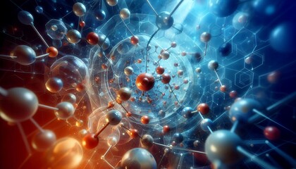 Obraz premium Closeup of an abstract biological and scientific molecular structure concept