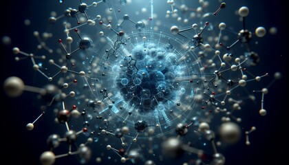 Closeup of an abstract biological and scientific molecular structure concept