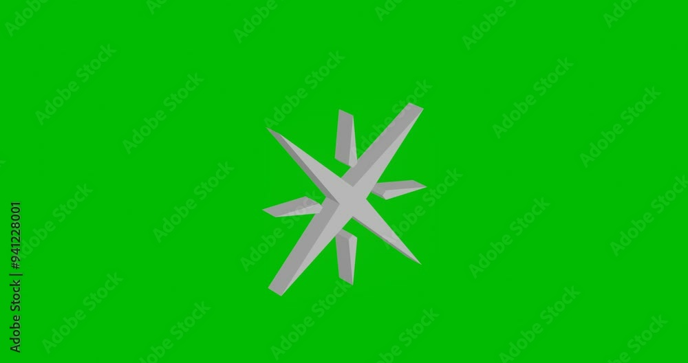 Poster animation of rotation of a white star symbol with shadow. simple and complex rotation. seamless loop