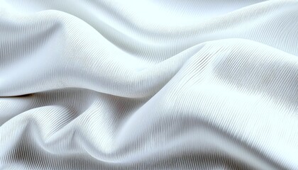 Naklejka premium Abstract background from corrugated white fabric texture. A White Fabric Texture: A close-up image of a luxurious white fabric, draped in soft folds and wrinkles. 2
