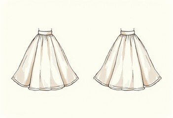 Fashion Flat Sketch of a Dirndl Skirt: Ideal for Apparel Design