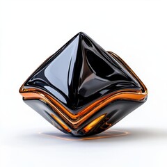 95 A levitating, glowing tetrahedron with a smooth metallic surface. Created using Cinema 4D. Ultra high definition, white background, no shadows, no text on picture, no logo, no signature,