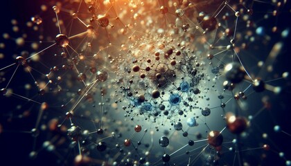 Obraz premium Closeup of an abstract biological and scientific molecular structure concept