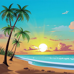 Obraz premium beach with palm trees