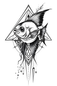 recommend clip art: Angelfish Fish head very simple traditional tattoo flash styles illustration