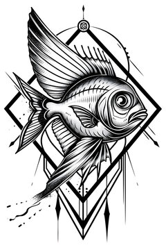 recommend clip art: Angelfish Fish head very simple traditional tattoo flash styles illustration