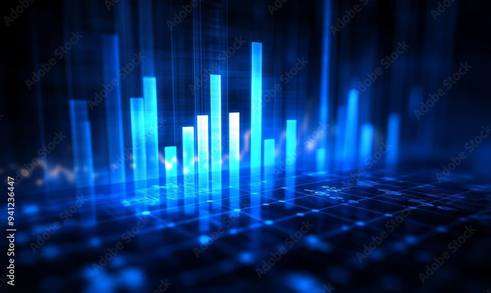 Poster an ascending graph of numbers and lines with a financial chart
