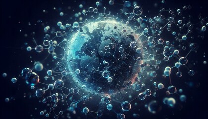 Closeup of an abstract biological and scientific molecular structure concept