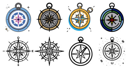 Obraz premium Vector compass set