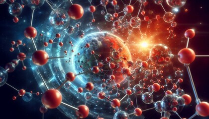 Closeup of an abstract biological and scientific molecular structure concept