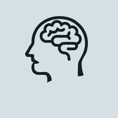  Human head with brain line vector illustration