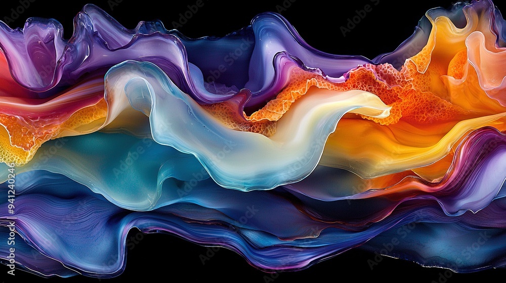 Aufkleber close-up image of a smartphone displaying vibrant cellular design on its rear panel against dark bac