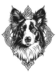 Naklejka premium Australian Shepherd Dog head very simple traditional tattoo flash styles illustration