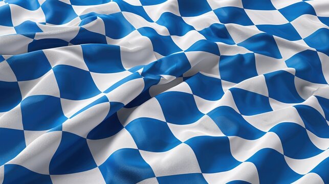 Wavy Bavarian flag with blue and white checkered pattern