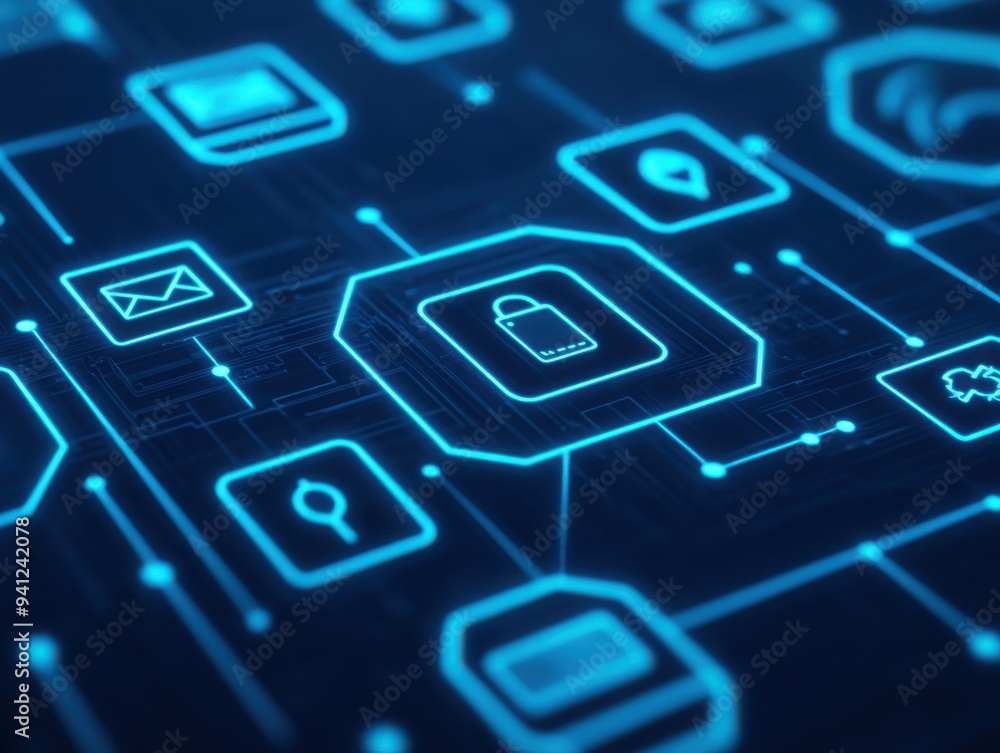 Aufkleber digital wallet icon surrounded by a network of interconnected devices, illustrating the seamless int