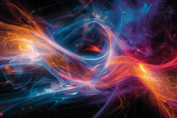 Fototapeta premium A&nbsp;dark background and vibrant waves that provide as an example of space for background use, Generative AI.