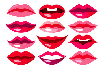 Woman Lips Icon Set