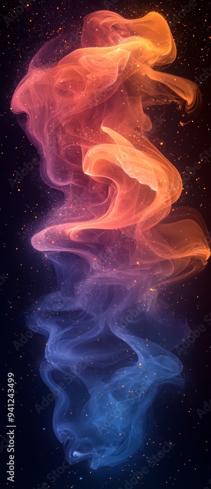 Aufkleber A colorful abstract of waving smoke on a black backdrop. It is a mix of digital illustration and matte painting.