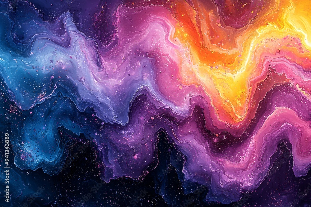 Poster abstract background with a seamless liquid marble pattern. digital and matte painting combined