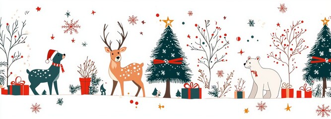 Fototapeta premium This cute hand drawn animals seamless pattern is ideal for wallpapers, wrapping papers, fabrics.