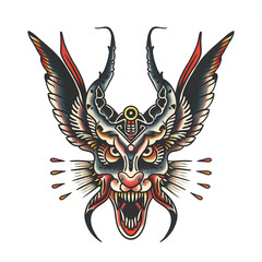 Fototapeta premium Banshee head very simple traditional tattoo flash styles illustration
