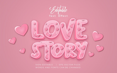 love story editable text effect, happy valentines day template design