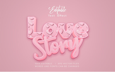 love story editable text effect, happy valentines day template design
