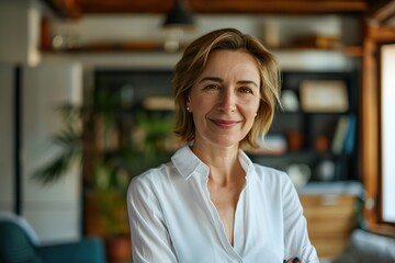 Fototapeta premium Portrait of mature businesswoman in home office