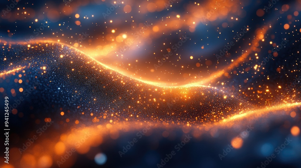 Fototapete shiny, sparkling particles forming a dynamic swirl