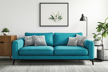 Fototapeta premium A mockup frame of a stylish interior couch in a living room