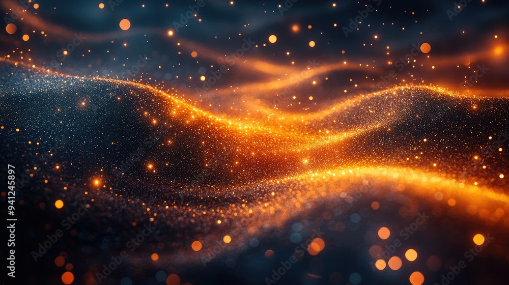 Fototapete shiny, sparkling particles forming a dynamic swirl