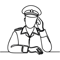 Single continuous line drawing of soldier in military uniform. Minimalism concept one line draw graphic design vector illustration
