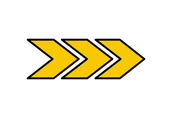 Arrow icon. Vector yellow right arrow icon.