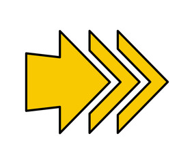 Arrow icon. Vector yellow right arrow icon.