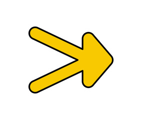 Yellow arrow icon. Vector double right arrow icon.
