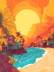 Obraz premium Abstract illustration of a heat wave, featuring vibrant colors and fluid shapes that convey intense warmth and energy.