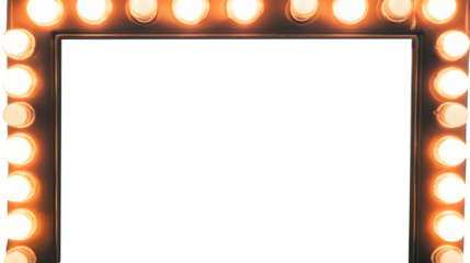 vintage mirror frame with lights isolated png transparent background