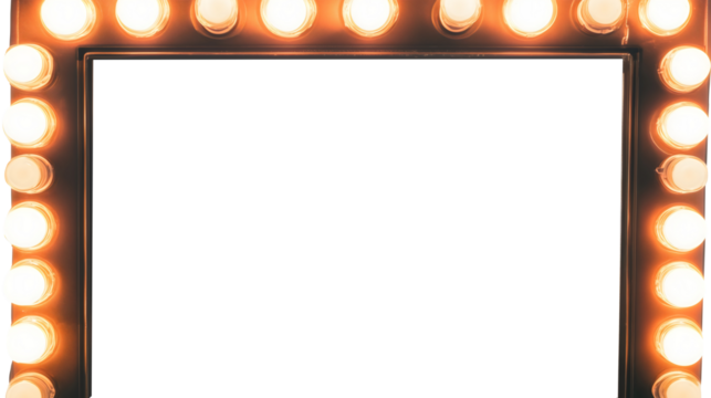 vintage mirror frame with lights isolated png transparent background