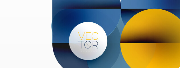 Circles and round shapes geometric minimal background. Transparent geometric shapes composition for wallpaper, banner, background or landing