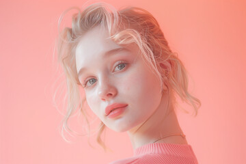 young beautiful aesthetic model pastel colour style