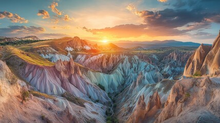 canyon view in summer. Colorful canyon landscape at sunset. nature scenery in the canyon. amazing nature background. summer landscape in nature. Tasyaran canyon travel in the great valley. Turkey. 