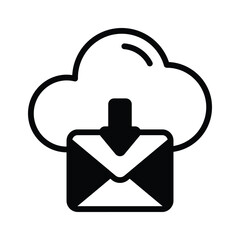 Cloud with letter envelope and down arrow, icon of cloud download