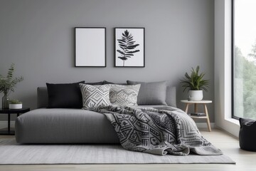 Modern Minimalist Bedroom with Black and White Accents