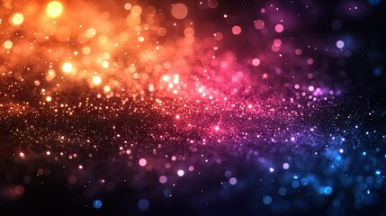 Vibrant multicolored sparkles on a dark gradient background
