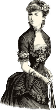woman portrait vintage illustration with transparent background