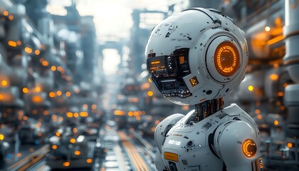 Mechanized industry robot and robotic arms for assembly in factory production. Concept of artificial intelligence for industrial revolution and automation manufacturing process