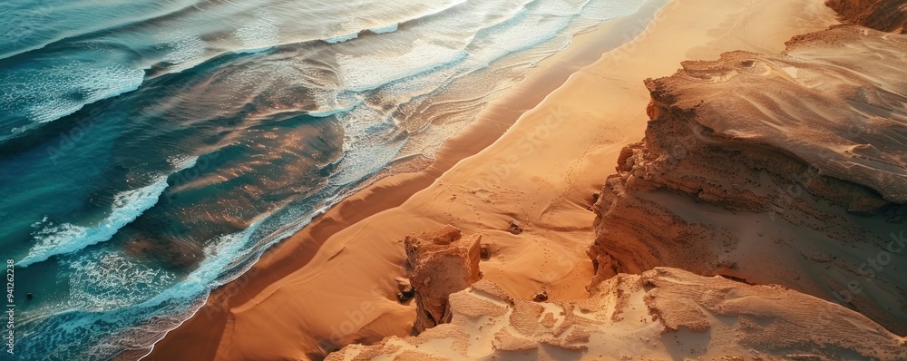 Wall mural Aerial View of Ocean Meeting Desert Coast