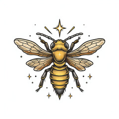 Fototapeta premium Bee head very simple traditional tattoo flash styles illustration